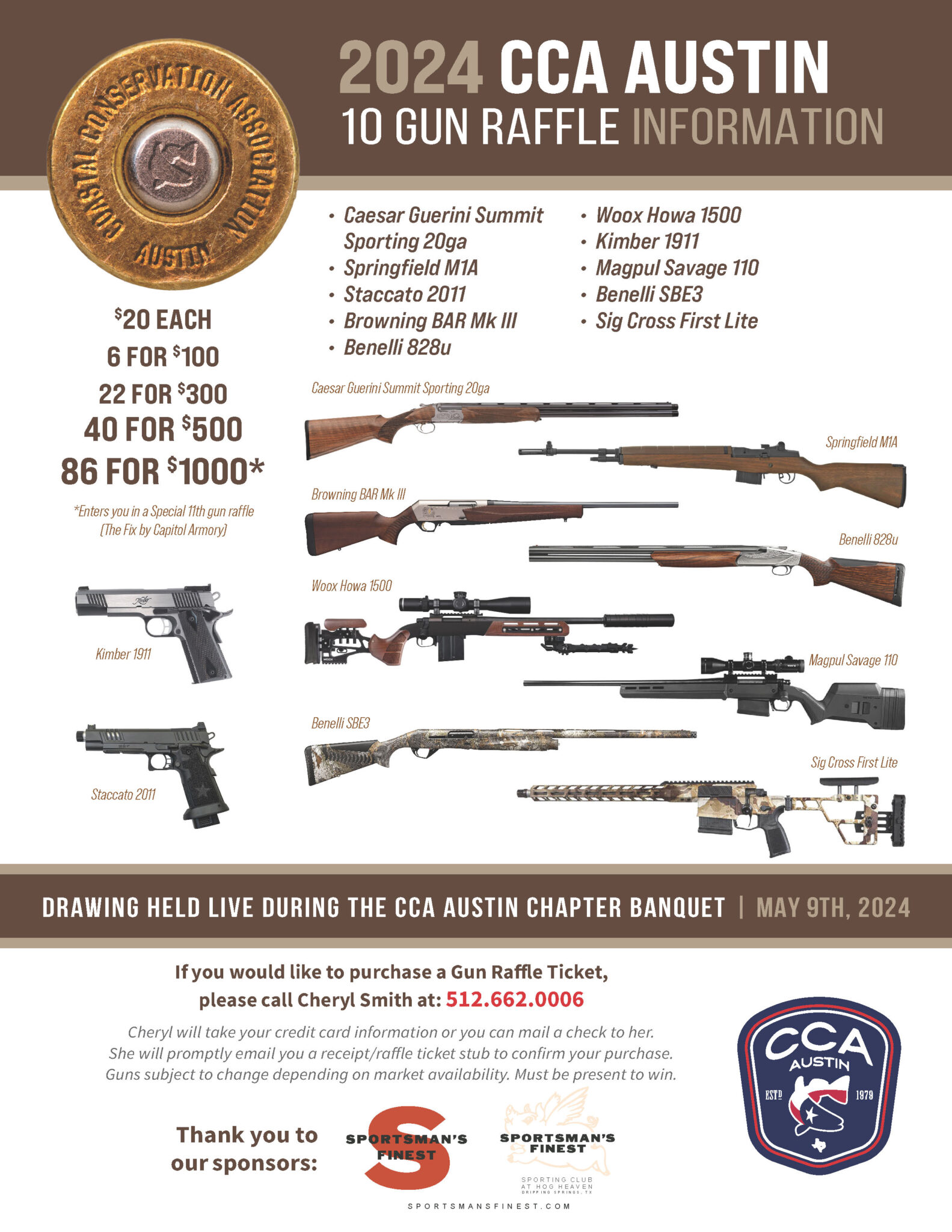 2024 CCA Austin 10 Gun Raffle CCA Texas